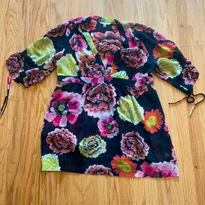 Black floral sheer CAbi blouse/tunic